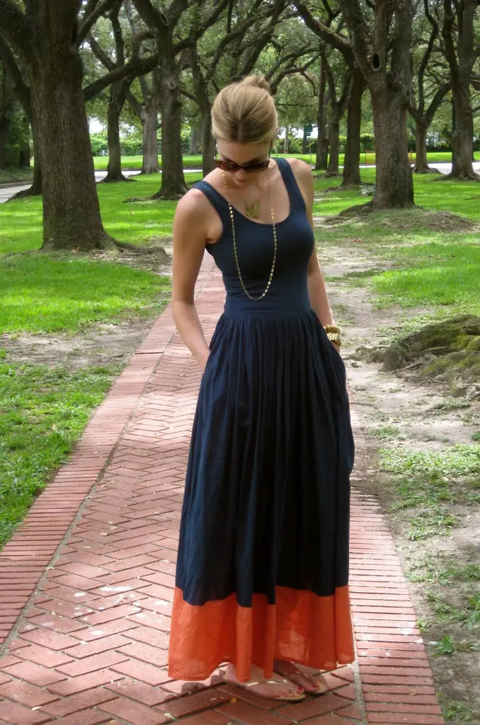 C. Style Blog, cstyleblog, c style blog, fashion, style, carly lee, carley lee, french connection navy and orange dress, j. silver, burberry sunglasses, nashelle, j. crew flip flops, michael kors watch C. Style Blog- Nordstrom French Connection Colorblock Cotton Tank Dress