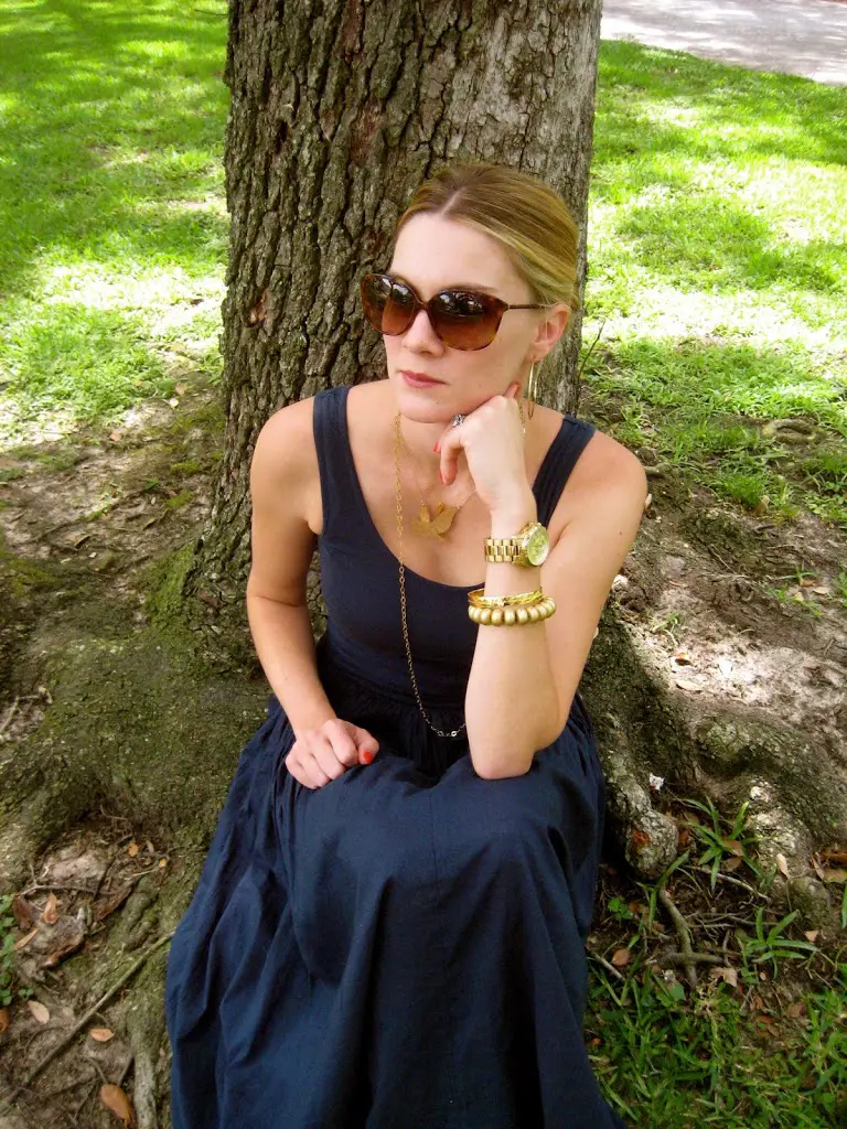 C. Style Blog, cstyleblog, c style blog, fashion, style, carly lee, carley lee, french connection navy and orange dress, j. silver, burberry sunglasses, nashelle, j. crew flip flops, michael kors watch C. Style Blog- Nordstrom French Connection Colorblock Cotton Tank Dress