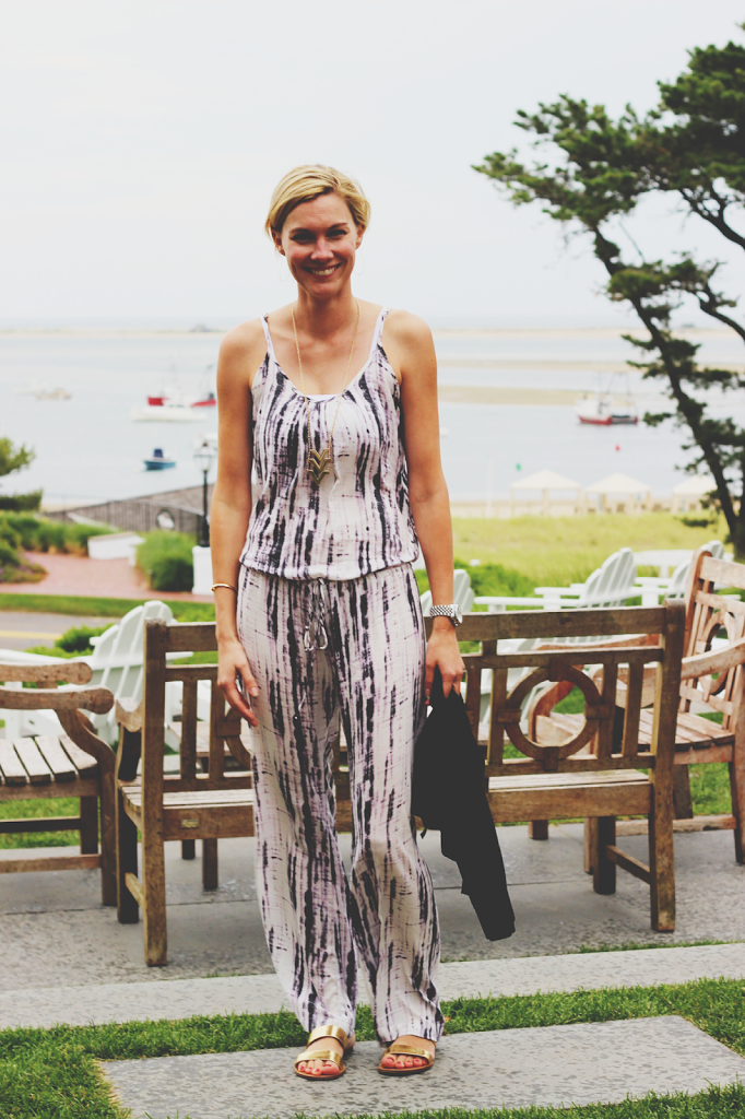 Jumpsuit, Cape Cod, Travel, J.Crew, Calypso St Barths, Sweater, Gold Sandals