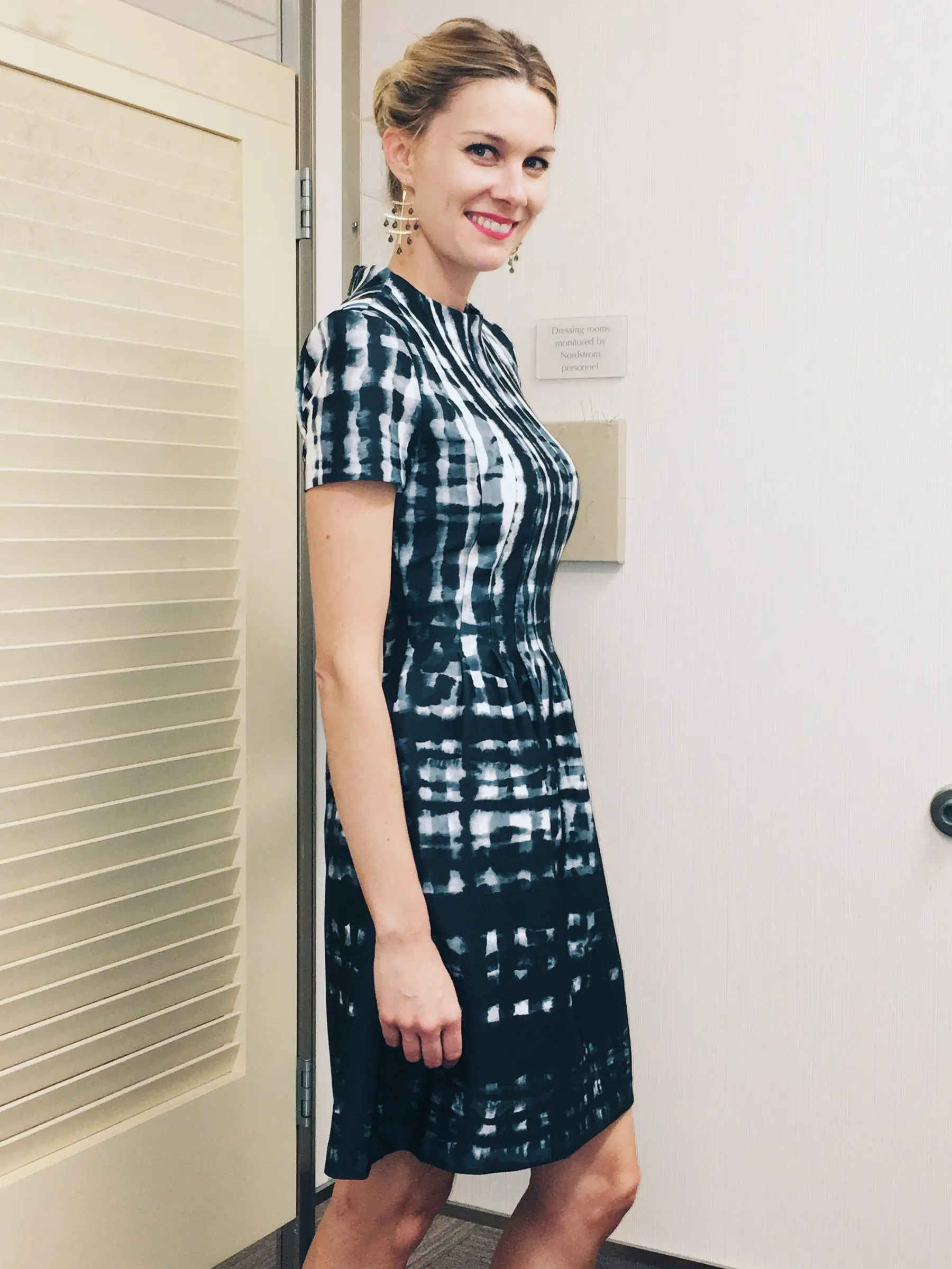 Vince Camuto Plaid Print Scuba Fit & Flare Dress